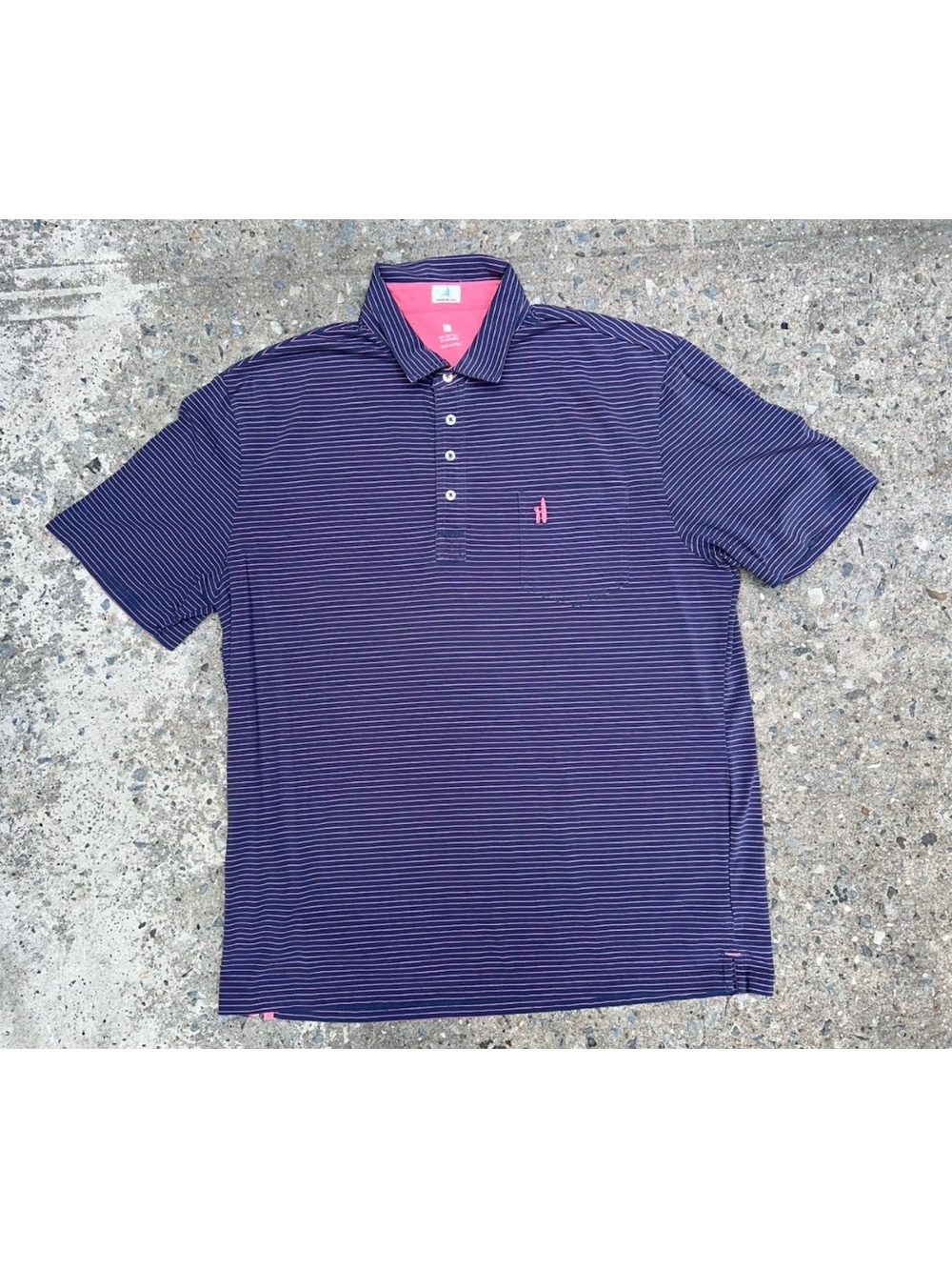 Johnnie O Hangin Out Striped Polo Shirt Mens XL Coral Reef
